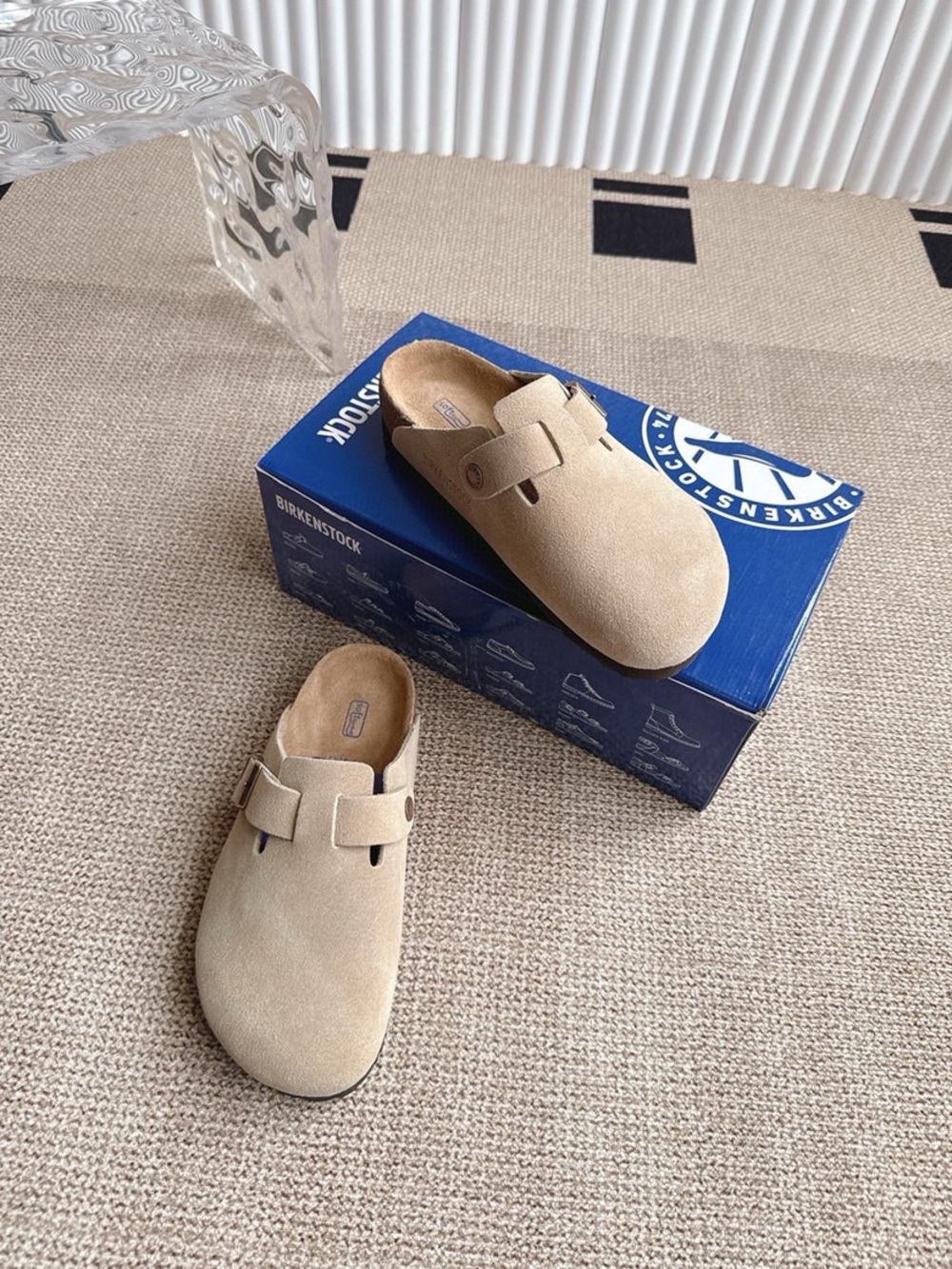 BIRKENSTOCK Boston taupe suede mule clogs